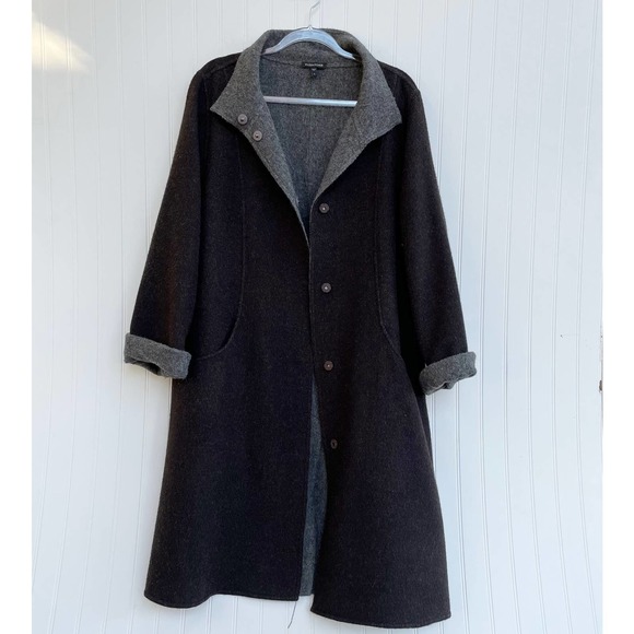 Eileen Fisher Coat Alpaca Wool Coat Brown Chocolate Brown - Picture 5 of 5